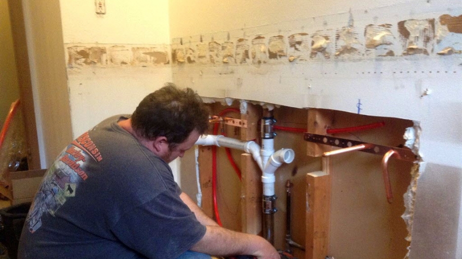 Plumber at work